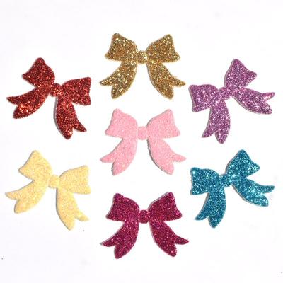 80Pcs Mixed Glitter Leather Fabric Patches Bowknot Felt Applique for Craft/Clothes DIY Scrapbooking Accessories