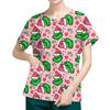 Women's Short Sleeved Patterned Pockets, Work Print Stand Up Collar, Single Breasted Protective Clothing, Cardigan Jacket, Top