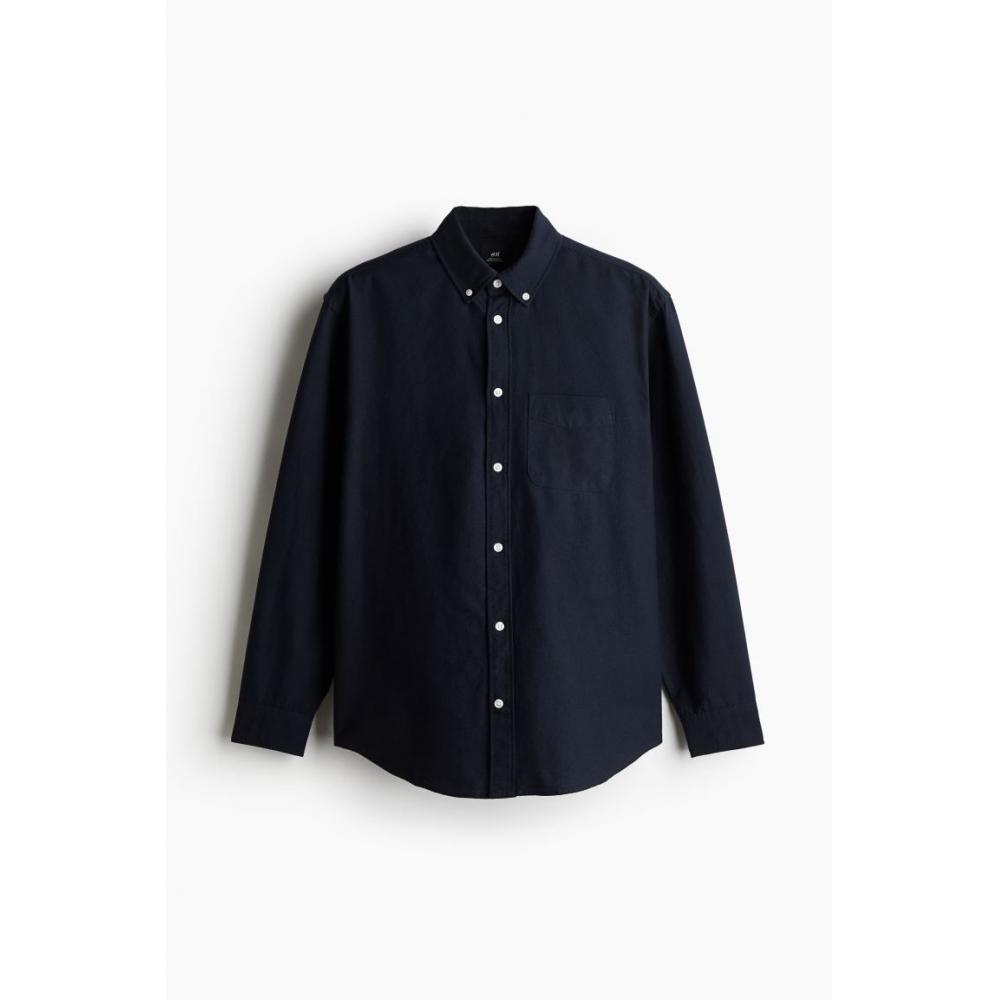 H M Regular Fit Oxford sHirt Navy Blue