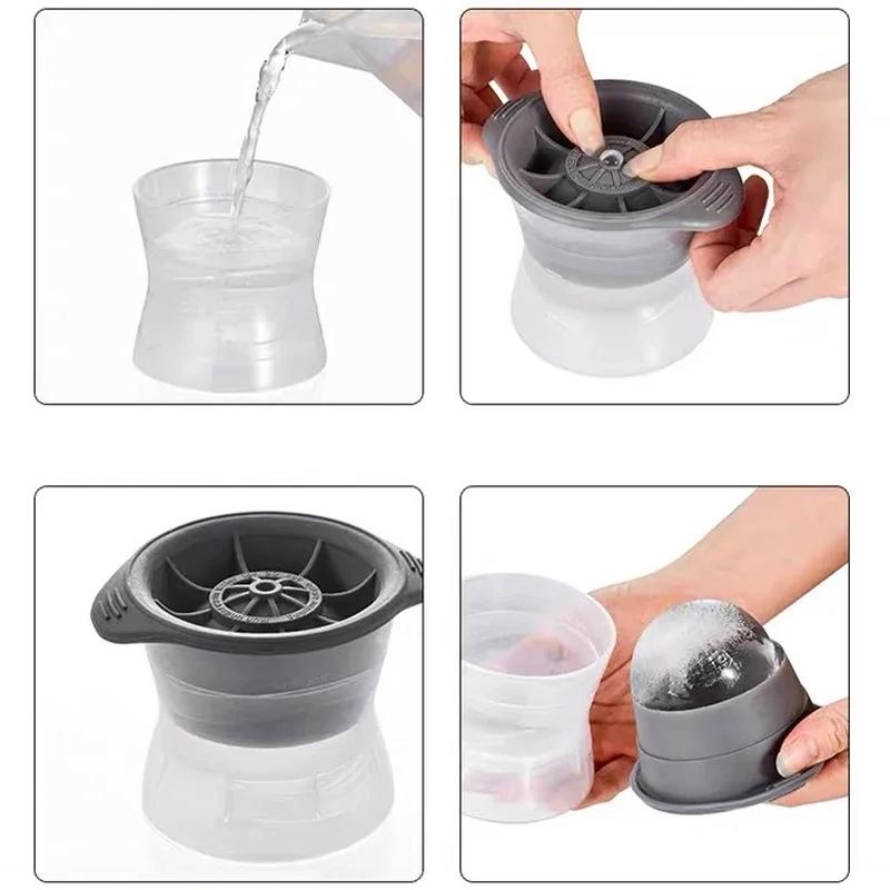 6cm Silicone Ball Ice Mold Sphere Ice Cube Mold Kitchen Stackable Slow Melting Ice Ball Round Jelly Mould For Cocktail Whiskey