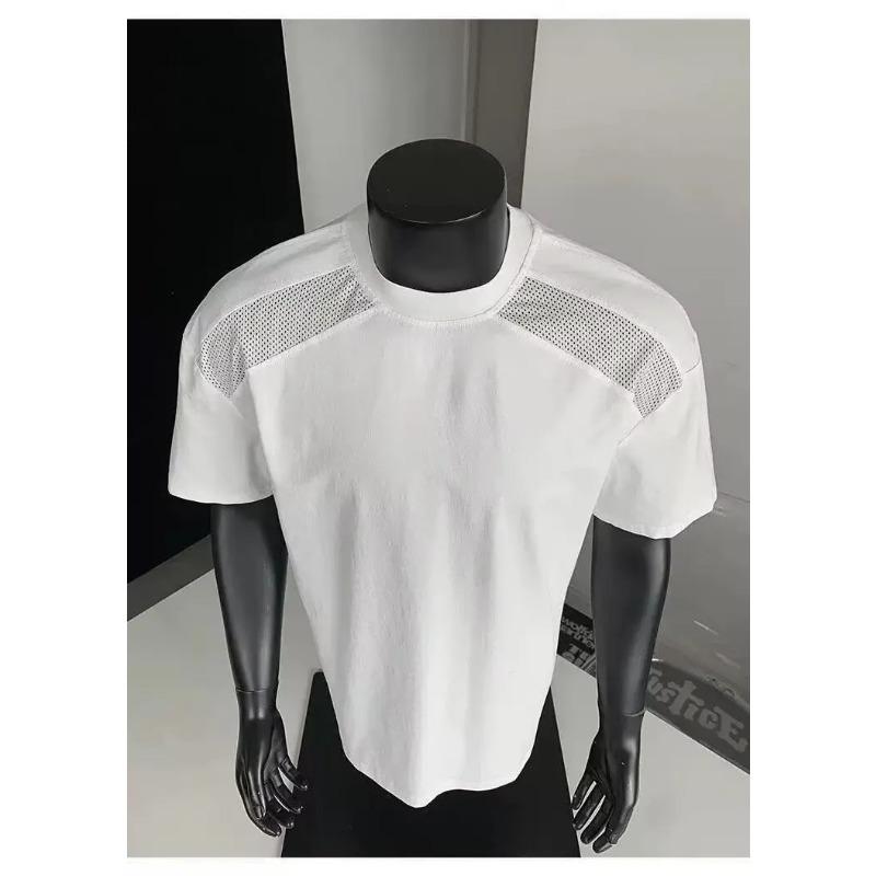 American Style Cleanfit Shoulder Cut Deconstruction Short Sleeved T Shirt Men Women's Trendy Boxy Cool Fashionable