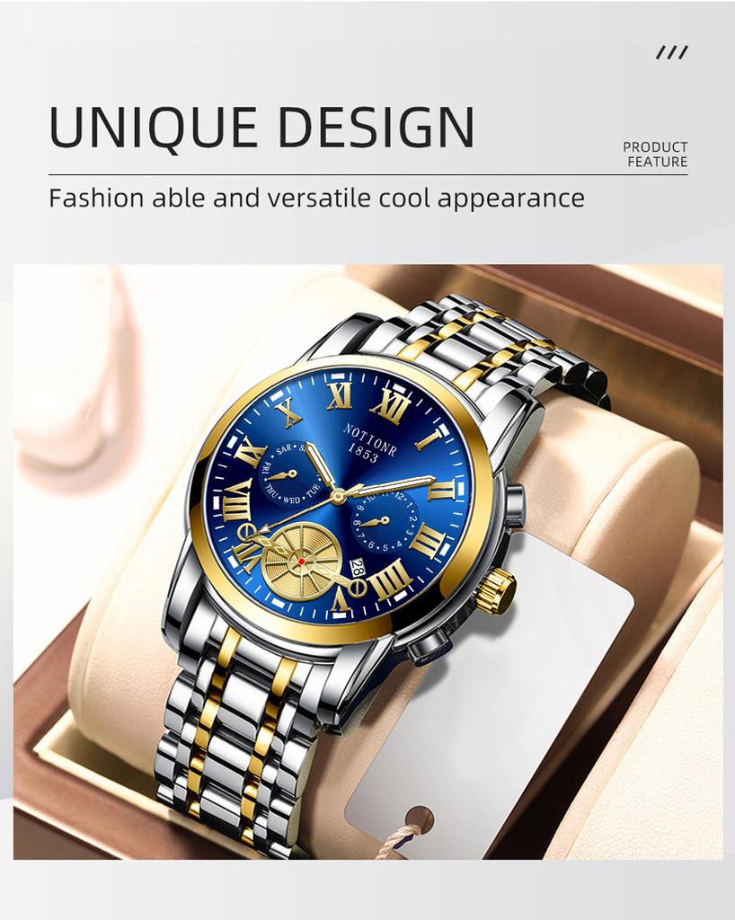 Orologio da Uomo Tourbillon alla Moda Orologio al Quarzo Moda Business Sport Orologio da Uomo Orologio in Acciaio Inossidabile Orologio da Uomo con Cinturino in Acciaio