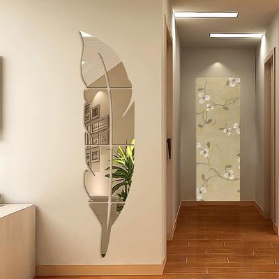 Mirror Wall Stickers Feather Decoration Mirror Three-Dimensional Home Decoration Mirror Stickers Porch Bathroom Decoration