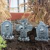 Skeleton Tombstone Ornament Set, Creative Halloween Horror Home Garden Resin Micro-landscape Decoration