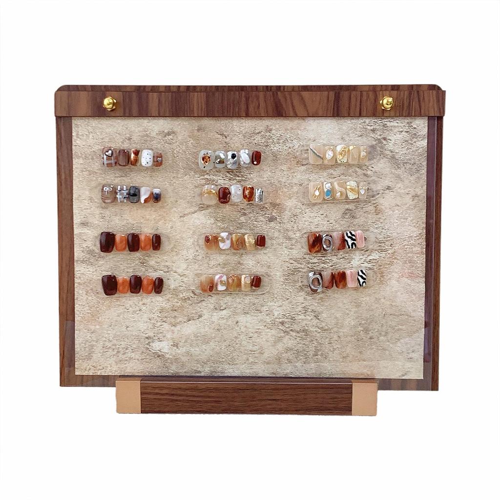 Walnut Wood Manicure Display Stand with Solid Base