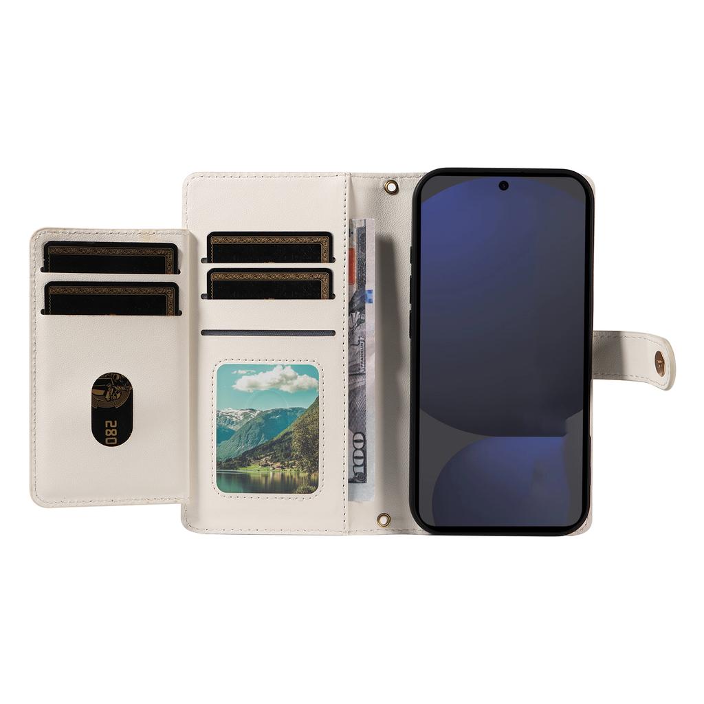 For Samsung Galaxy S24 FE Wallet Case with Straps,Rhombus Leather Stand Phone Cover