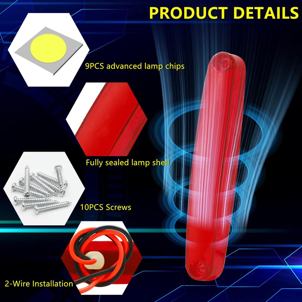 LED Side Marker Light 9-LED Track Position Lamp 24V Waterproof Universal Blue Light Red