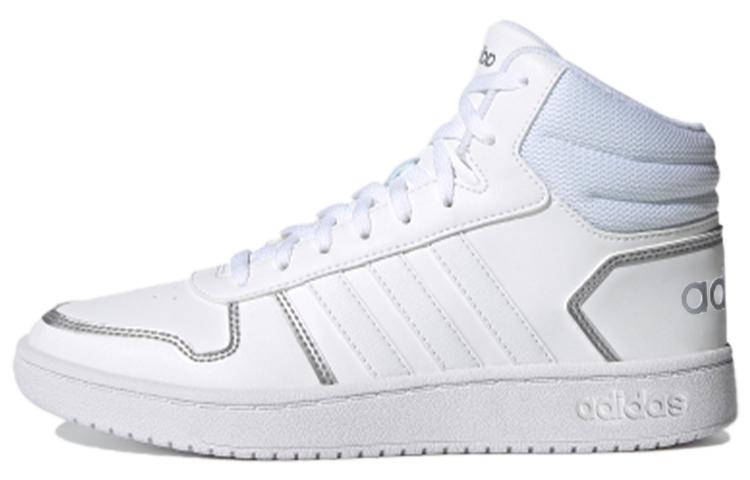 Adidas Wmns Hoops 2.0 Mid  White Silver Metallic  FY6023 36