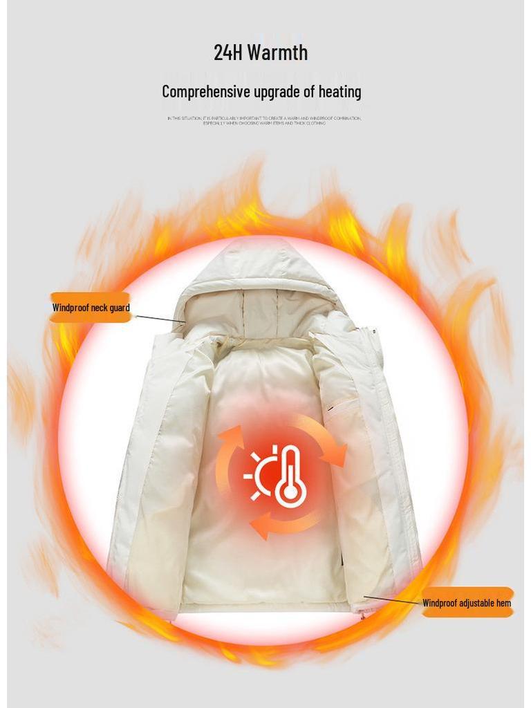 Men's Winter Hooded Down Jacket: Solid Color, Korean Style, Trendy, Loose, Warm, Casual Cotton Coat.