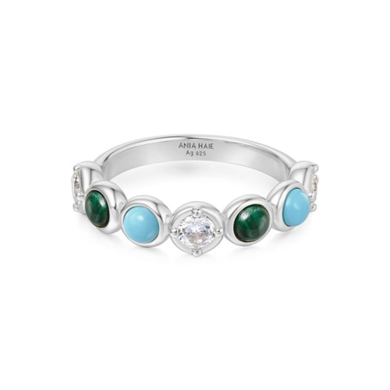 ANIA HAIE Bezel Malachite and Turquoise 925 Silver Ring R063-02H
