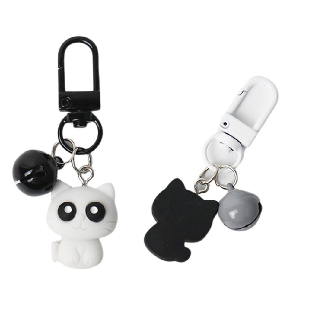 Black and White Cat Keychain Cute Animal Keyring Couple Gift for Women Bag Purse Bag Accessories Backpack Decorations