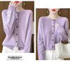 Women's 100% Pure Wool Round Neck Cardigan Sweater - Autumn/Winter Korean Style Knit Outerwear