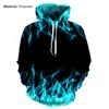 Paar Hoodie Bunt Flamme Kordelzug Frühling Herbst Digital Feuerdruck Taschen Sweatshirt