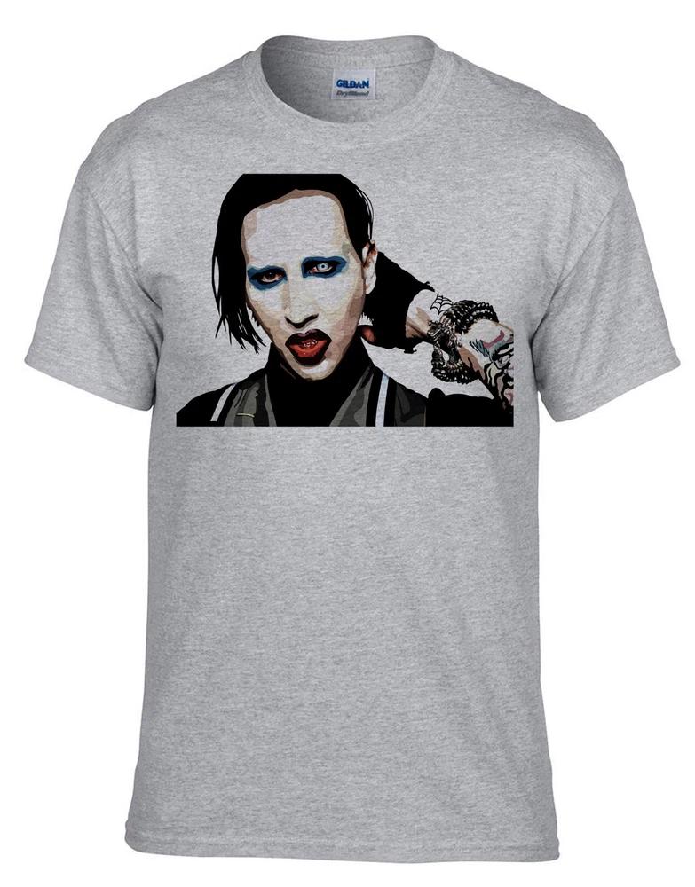 Marilyn Manson Rock Band Rock Music Gray TShirt 544Grey XL
