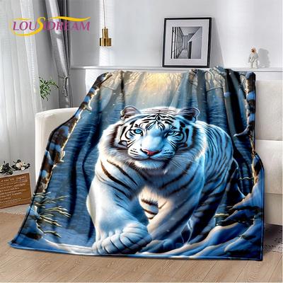 Wilde Tiger-Löwe-Leopard-Tier-Wildtier-Cartoon-Decke, weiche Überwurfdecke für Zuhause, Schlafzimmer, Bett, Sofa, Picknick, Büro