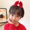 Crown Chinese New Year Headwear Plush Ancient Style Hairpin Lovely Children Red Bow Hairpin  Girls