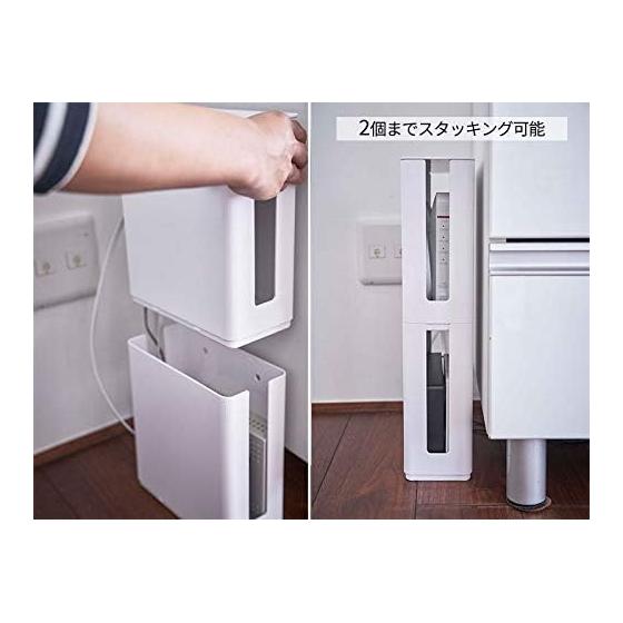 [Bulk purchase set of 2] Yamazaki Jitsugyo (Yamazaki) Stackable router storage case with slim lid, white, approx. W9.7XD20.2XH22.2cm, Smart TV