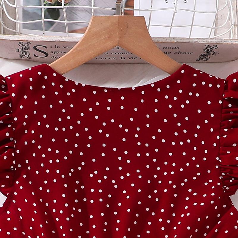 Girls' Summer Cap Sleeve Polka Dot Princess Dress, Ages 6-12