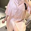 Sexy Pajamas Women's Summer Shirt Pajamas Summer Women's New Lace Short Sleeves Large Size Outer Wear Advanced Sense