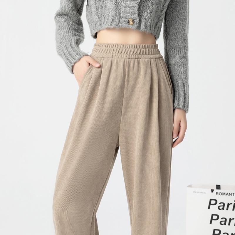 Maillard women's straight-leg sweatpants autumn and winter new high-waisted loose casual pants velvet wide-leg pants