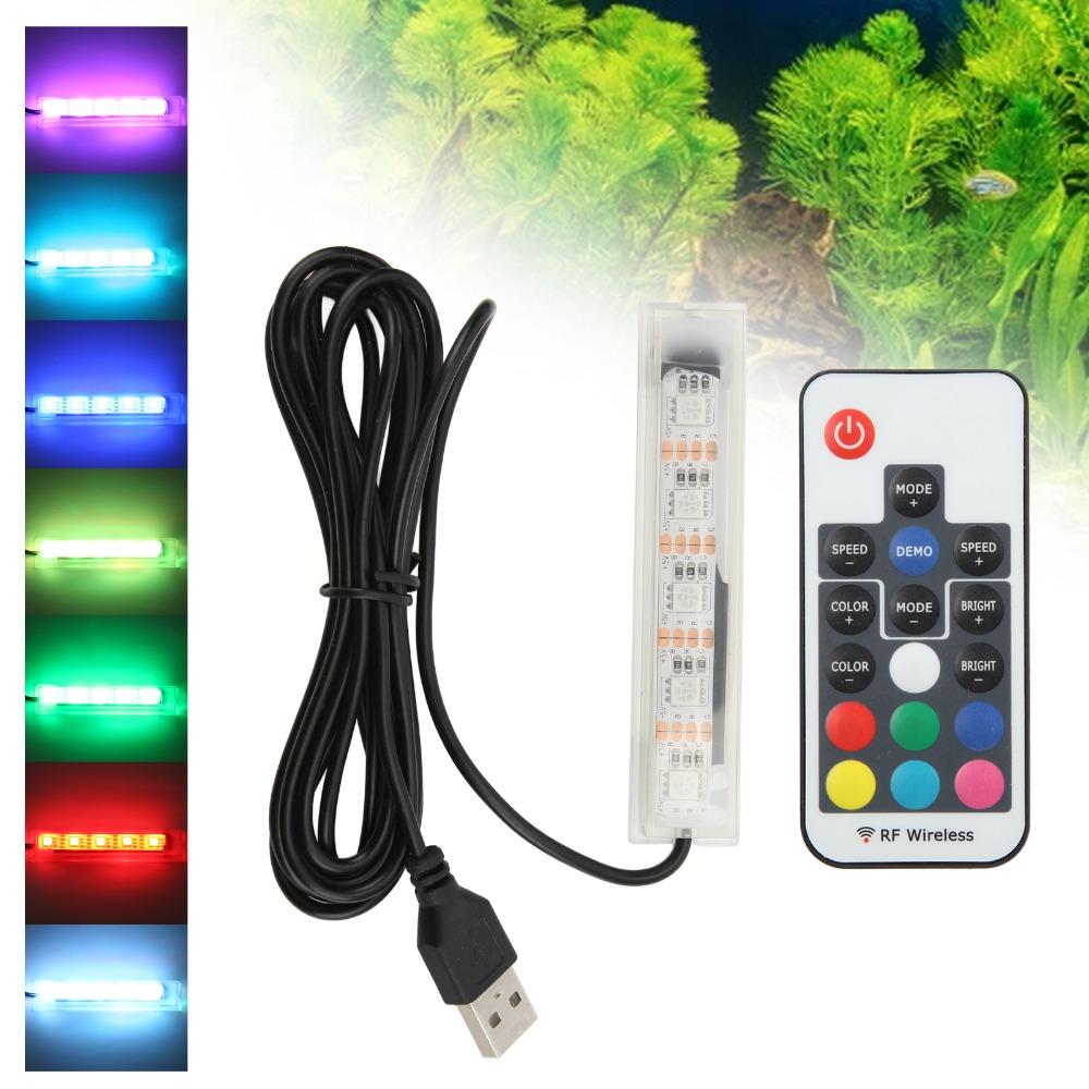 USB Powered Micro Aquarium Light Remote Control Small Size USB Aquarium Light Colorful LED Fish Tank LED Lamp Aquarium Landscape