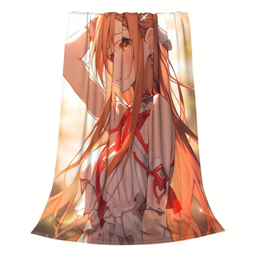 Anime Character Girl Flannel Printed Blanket Suitable for All Seasons Suitable for Living Room Office Sofa and Travel 180x250CM