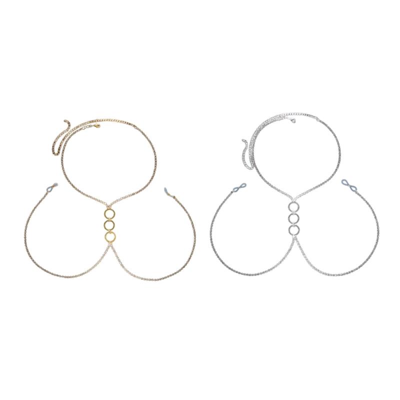 Breast Chain Choker Sexy Costume Metallic Jewelry Chain and Blingbling Strass Photo Props Jewelry Accessories for Women