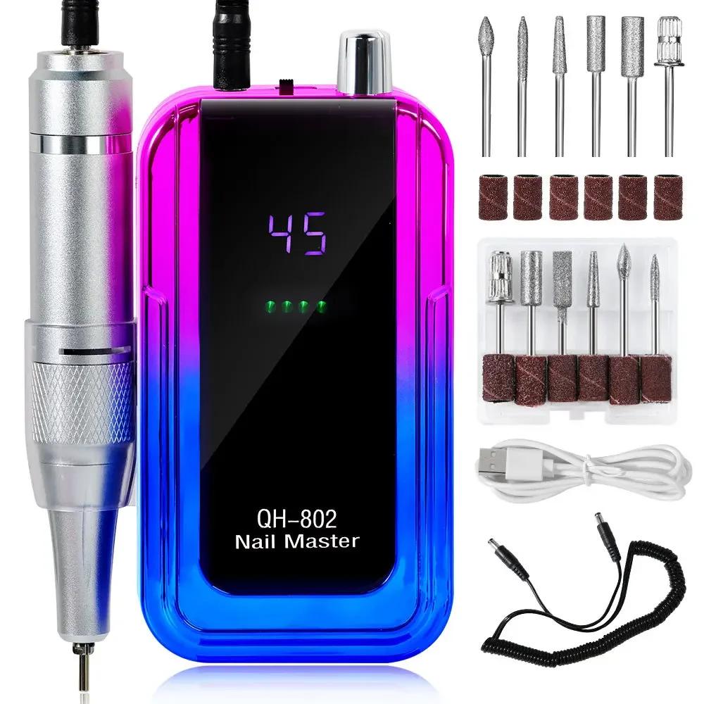 45000RPM Rechargeable Electric Nail Drill Machine With USB Connector Nail Polish Remover Drill Set Manicure Low Noise