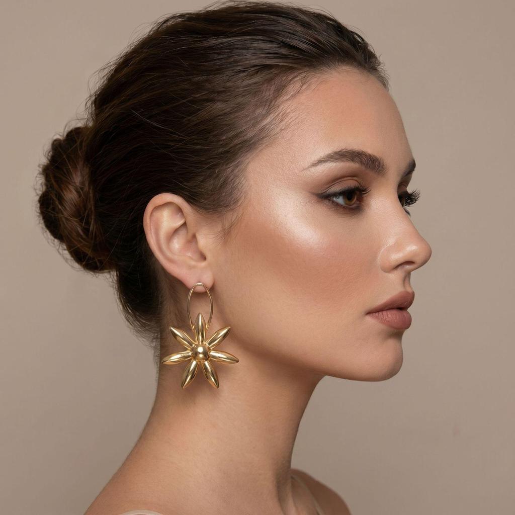 European & American Stylish Irregular Flower Stud Earrings for Women's Elegant Personality