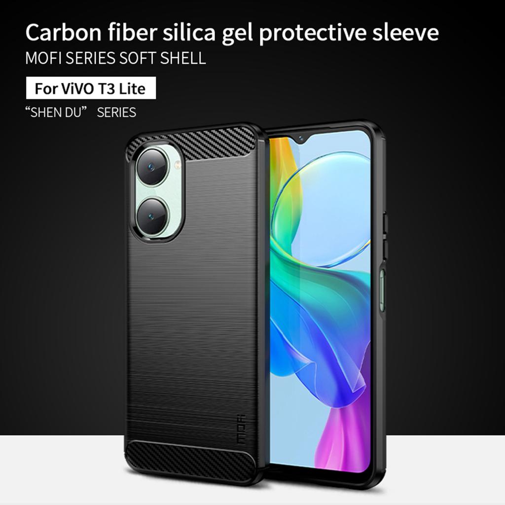 MOFI JK TPU Series-1 For vivo T3 Lite 5G Case Soft TPU Brushed Phone Cover Carbon Fiber Texture