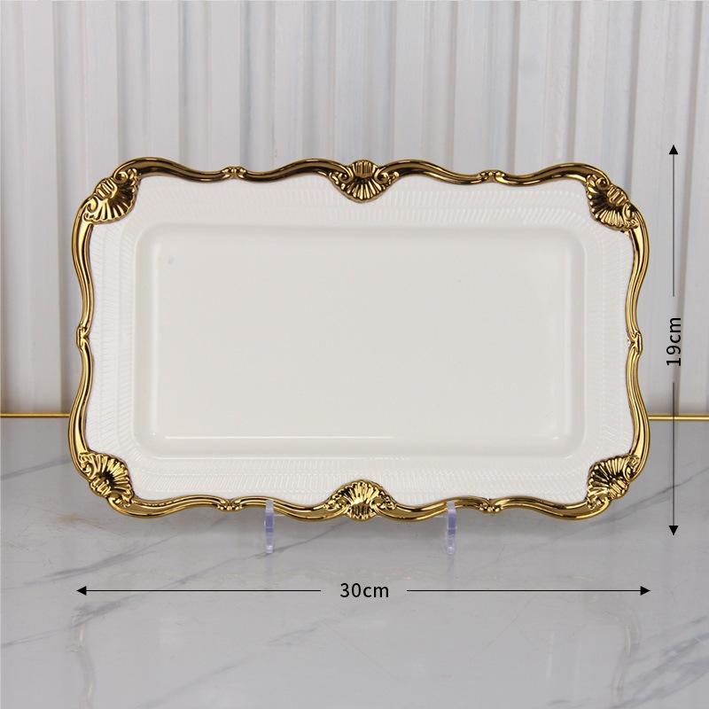 Ceramic Gold Edged Dining Plate Fish Plate Steak Plates Pasta Dish Fruit Dish Salad Bowl Soup Bowl Dessert Plates Coffee Cup Mug