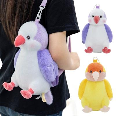 Simulated Parrot Plush Backpacks Cute Animal Plushie Doll Bag Kawaii Children's Shoulder Bag Fashion Knapsack Bag Gift for Wowen