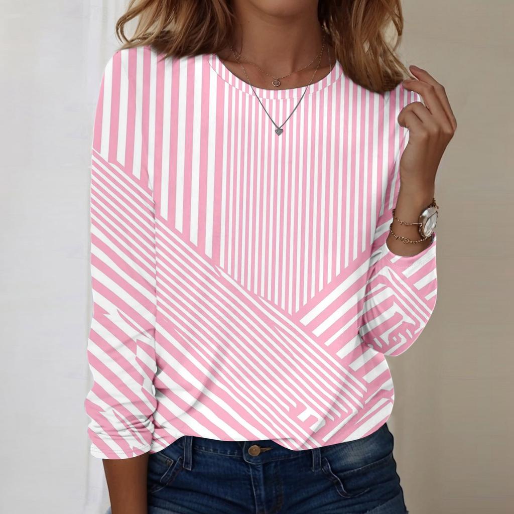 Long Sleeve Shirts For Women Cute Print Graphic Tees Blouses Casual Plus Size Basic Tops Pullover