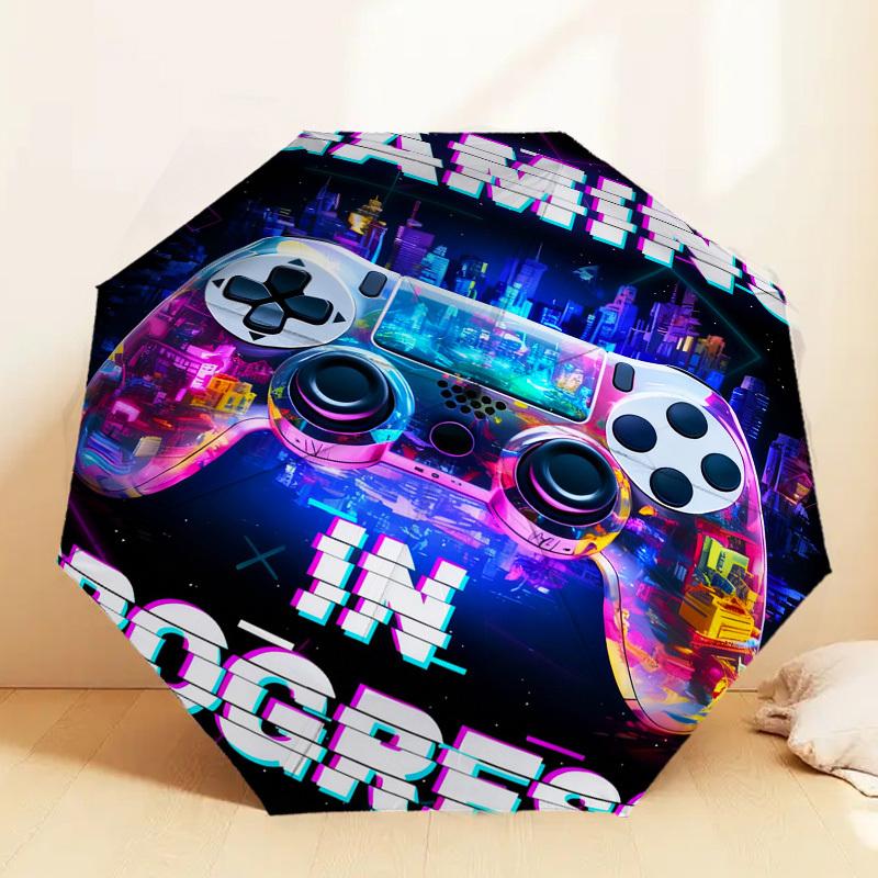 1 Stück Gaming-Fortschrittsmuster Regenschirm Design Automatisches Öffnen und Schließen Regenschirm, Hochwertiger Reise-Regenschirm, c1128214