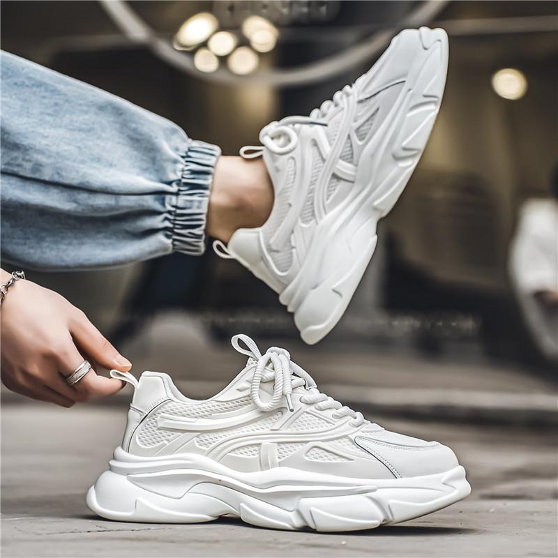 Модные кроссовки мужские зеленые прогулочные туфли на платформе мужские удобные уличные — фото 9