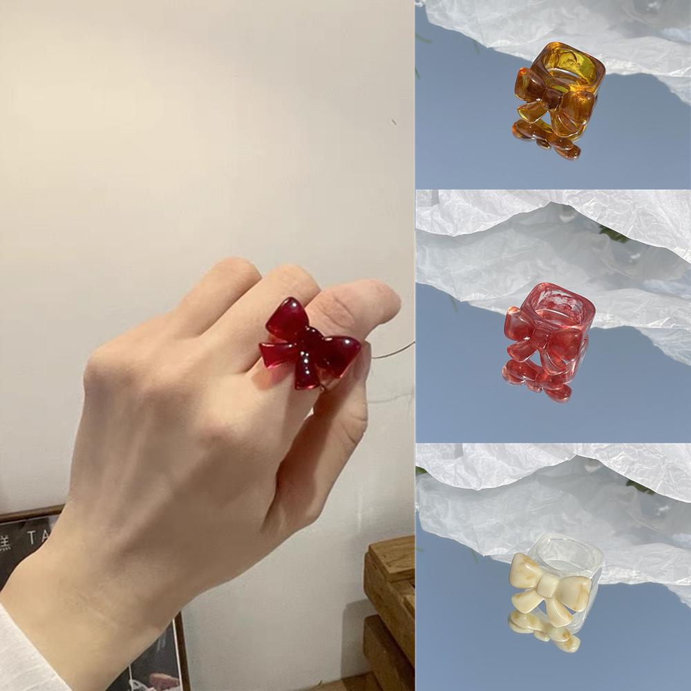 

Женщины DIY прозрачные модные аксессуары кольцо лук ювелирные изделия из смолы