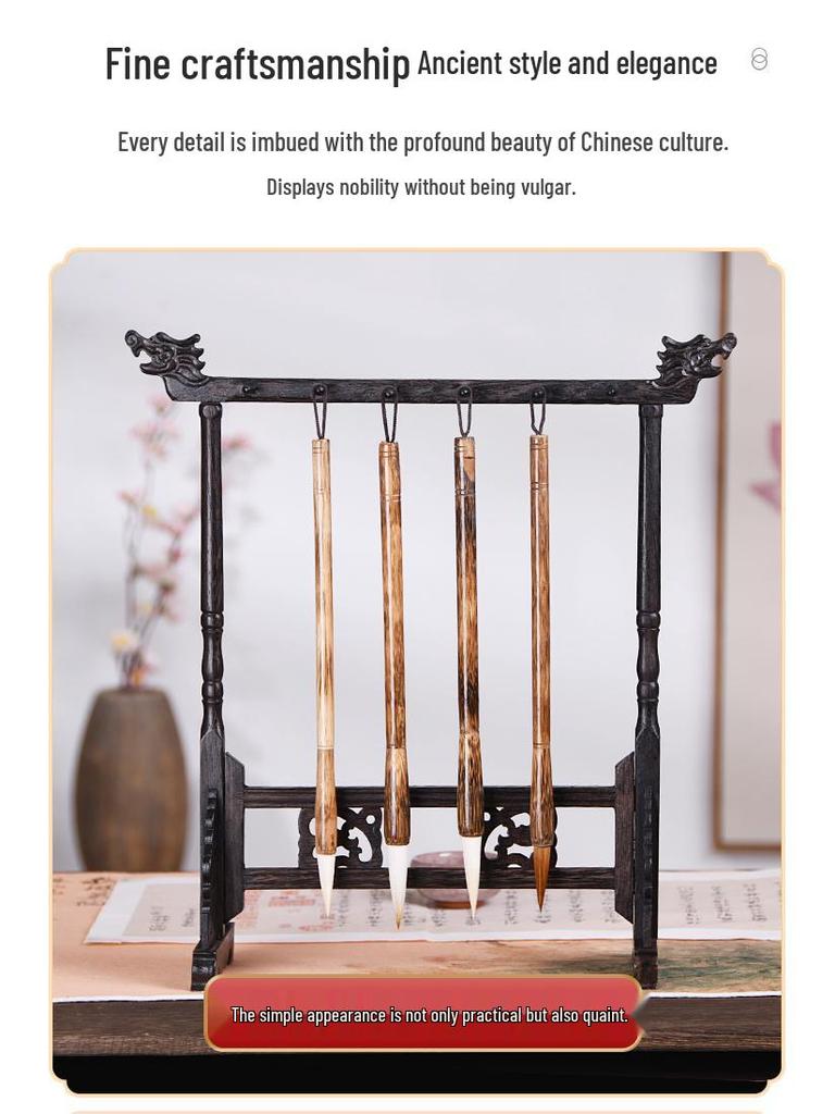 Solid Wood Calligraphy Brush & Pen Holder Stand for Beginners