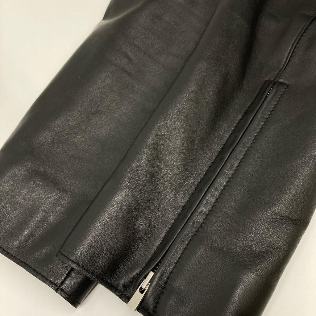 M-PREMIER COUTURE F131-002 Black Lamb Nappa Leather Collarless Jacket Jacket 36 blackUsed