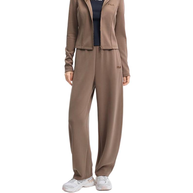 Fila Original Solid Color Lace-Up Mid-Rise Knitted Casual Pants Women Bottoms F11W629601F-BN