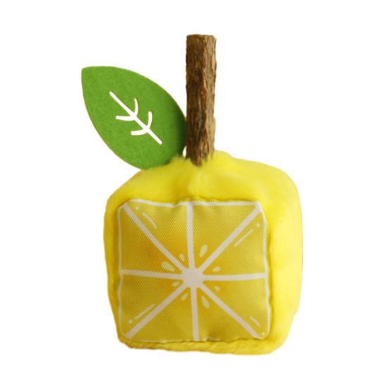 

Pet Toy Loud Paper Design Interactive Catnip Built-In Fruit Cube Shape Bite-Resistant Pet Plush Chew Toy
