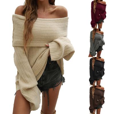 Damen Casual Fashion Bequemer Revers Pullover Gestreifter Langarm Street Trend Strickpullover