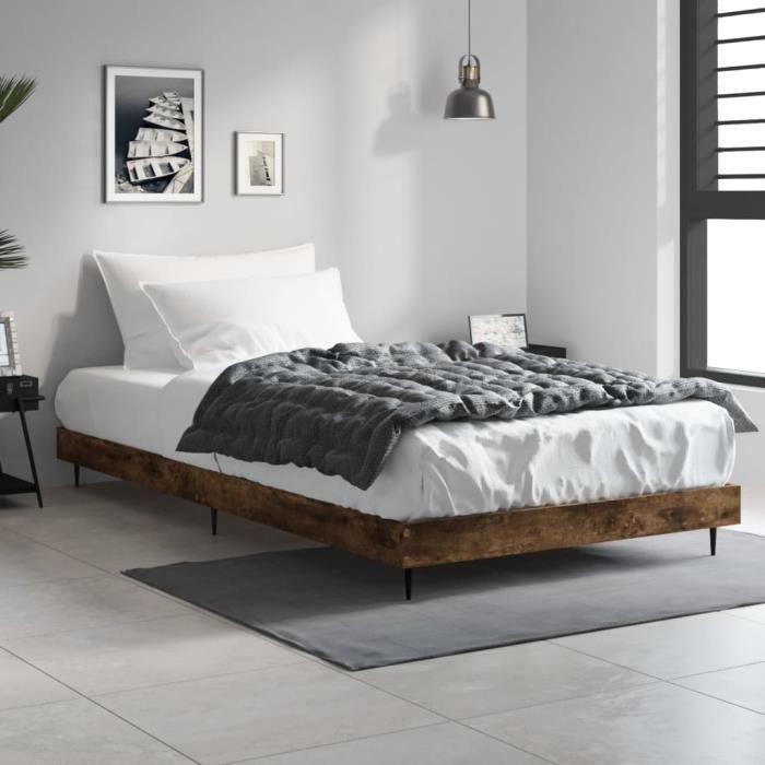 VidaXL Cadre de lit chêne fumé 90x190 cm bois d'ingénierie 832306