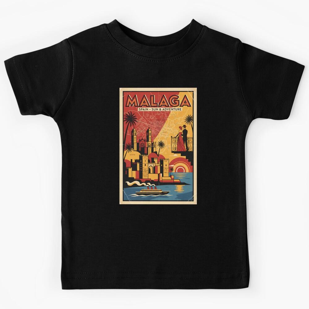 Malaga Spain 1950s Vintage Travel Tourism Kids T-Shirt 110