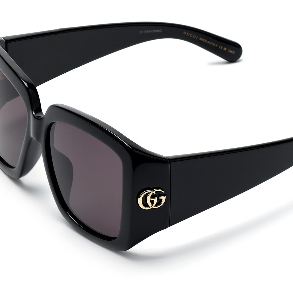 Gucci Logo Irregular Shape Sunglasses Men Sunglasses Black GG1402S001