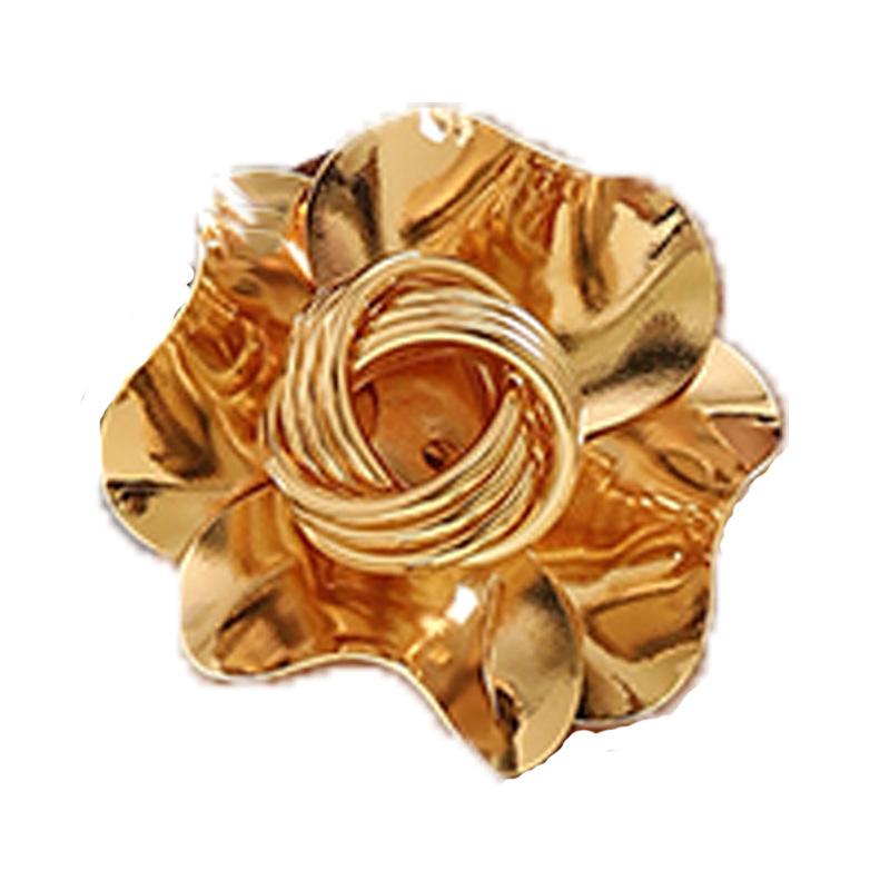 Золотое трехмерное кольцо-цветок с открытым дизайном для женщин, Модное легкое роскошное изысканное преувеличенное ювелирное изделие, Подарок золотисто-желтый