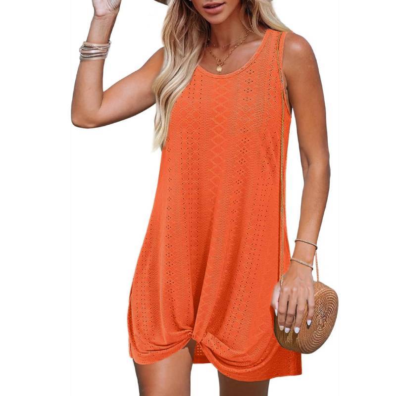 Polyester Splicing Aline Minikleid mit verdrehtem Knoten für den Sommer-Strandurlaub