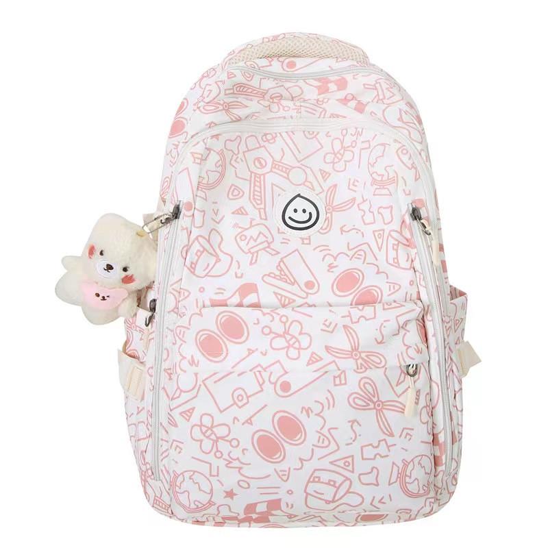 Schoolbag Japanese school bag female ins niche Harajuku graffiti design backpack junior high school college student large capacity backpack female