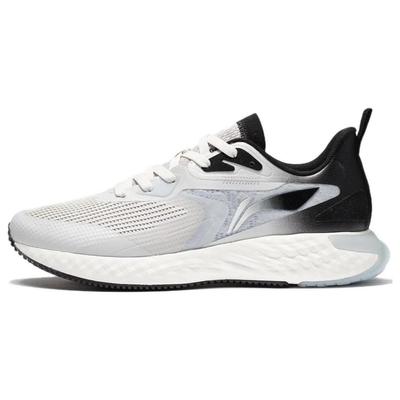 Li Ning Fabric Slip Resistant Low Top Casual Running Shoes Men's White Black ARSS017-6