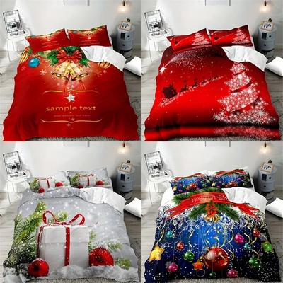 Ensemble de housse de couette sur le thème de Noël 2/3 pièces, Ensemble de literie décoratif imprimé Arbre de Noël Cadeau, Housse de couette douce et confortable, Pour la chambre à coucher