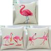 Adorable New Ins Flamingo Cartoon Soft Linen Throw Pillow For Cozy Sofa Decor